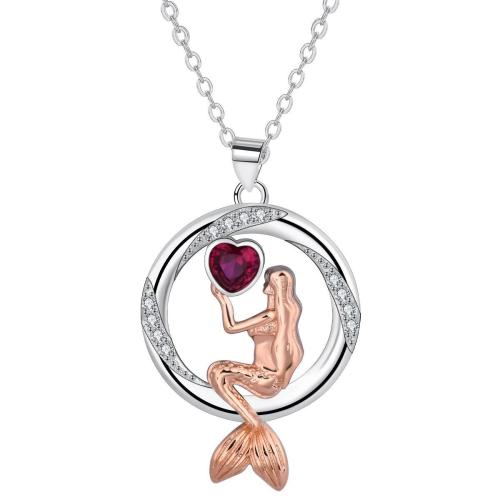 Cubic Zircon Micro Pave Brass Necklace, with 5cm extender chain, Mermaid, plated, oval chain & micro pave cubic zirconia & for woman Approx 45 cm 