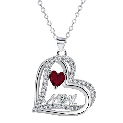 Cubic Zircon Micro Pave Brass Necklace, with 5cm extender chain, Heart, platinum color plated, oval chain & micro pave cubic zirconia & for woman Approx 45 cm 