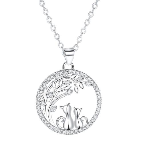 Cubic Zircon Micro Pave Brass Necklace, with 5cm extender chain, silver color plated, oval chain & micro pave cubic zirconia & for woman Approx 45 cm 