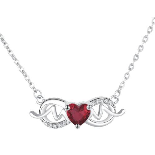 Cubic Zircon Micro Pave Brass Necklace, with 5cm extender chain, Infinity, silver color plated, oval chain & micro pave cubic zirconia & for woman Approx 45 cm 