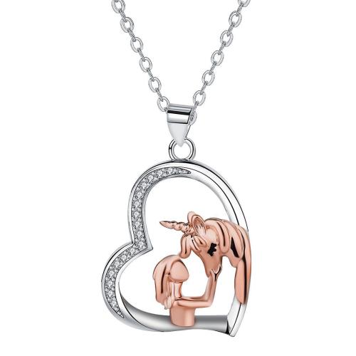 Cúbicos circón Collar de latón Micro pavimenta, metal, con 5cm extender cadena, Corazón, chapado, cadena oval & micro arcilla de zirconia cúbica & para mujer, 24.7x25.5mm, longitud:aproximado 45 cm, Vendido por Sarta