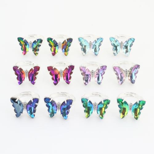 metal Anillo de dedo Cuff, con Cristal, Mariposa, chapado, Joyería & para mujer, más colores para la opción, 20PCs/Bolsa, Vendido por Bolsa