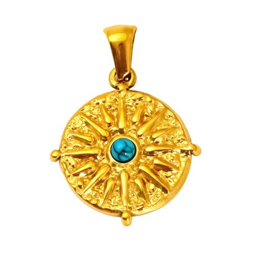 Кулоны из нержавеющей стали, Нержавеющая сталь 304, с бирюза, плакирован золотом, DIY & разные стили для выбора & со стразами, продается PC