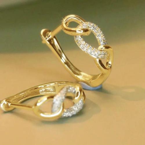 metal Pendientes de palanca posterior, chapado, micro arcilla de zirconia cúbica & para mujer, más colores para la opción, Vendido por Par