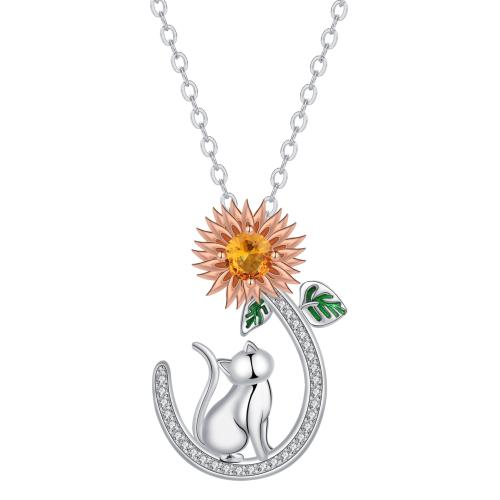 Cubic Zircon Micro Pave Brass Necklace, with 5cm extender chain, plated, oval chain & micro pave cubic zirconia & for woman Approx 45 cm 