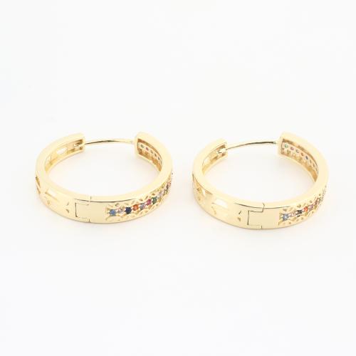 laiton Huggie Anneau d'oreille, Placage de couleur d'or, pour femme & avec strass Vendu par sac