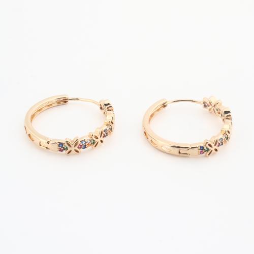 laiton Huggie Anneau d'oreille, Placage de couleur d'or, pour femme & avec strass Vendu par sac