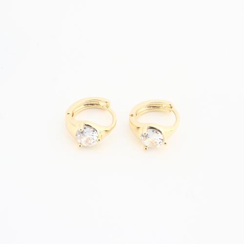 laiton Huggie Anneau d'oreille, Placage de couleur d'or, pour femme & avec strass Vendu par sac