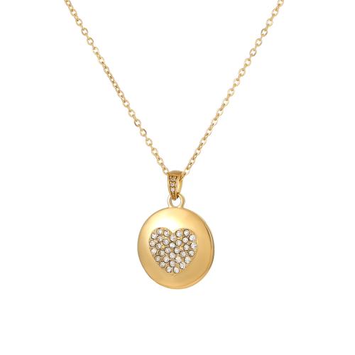 acero inoxidable 304 collar, chapado en color dorado, diferentes estilos para la opción & para mujer & con diamantes de imitación, longitud:aproximado 16 Inch, Vendido por UD