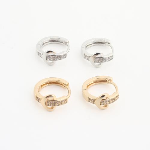 laiton Huggie Anneau d'oreille, Placage, pour femme & avec strass, plus de couleurs à choisir Vendu par sac