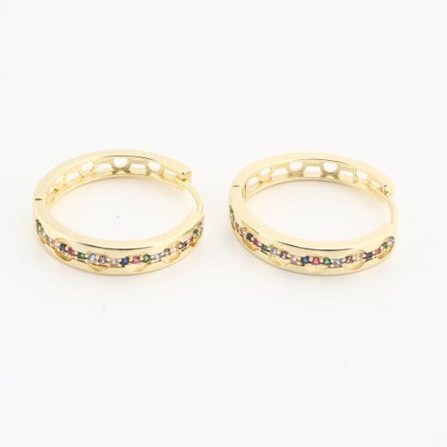 laiton Huggie Anneau d'oreille, Placage de couleur d'or, pour femme & avec strass Vendu par sac