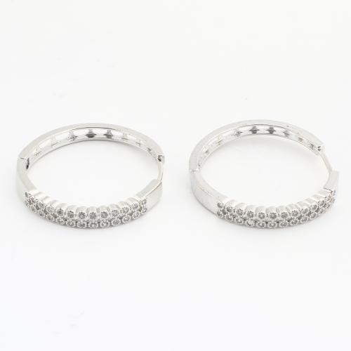 Brass Huggie Hoop Earring, plated, fashion jewelry & for woman & with rhinestone 