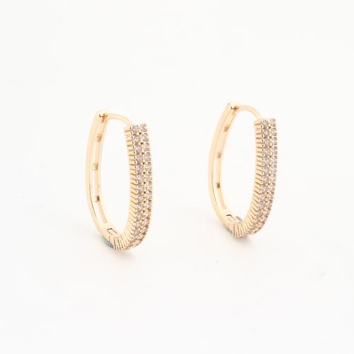 Brass Lever Back Earring, gold color plated, fashion jewelry & for woman & with rhinestone 