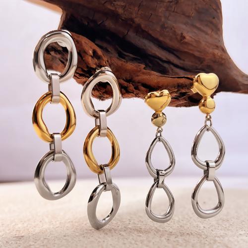 Acier inoxydable 304 Boucle d'oreille goutte, Motif géométrique, Placage ionique sous vide, styles différents pour le choix & pour femme & creux, Vendu par paire