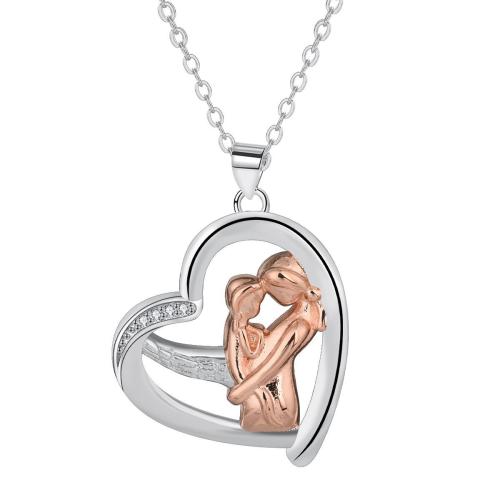 Cubic Zircon Micro Pave Brass Necklace, with 5cm extender chain, Heart, plated, oval chain & micro pave cubic zirconia & for woman Approx 45 cm 