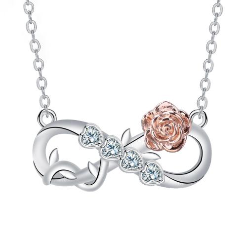 Cúbicos circón Collar de latón Micro pavimenta, metal, con 5cm extender cadena, Infinito, chapado, cadena oval & micro arcilla de zirconia cúbica & para mujer, 28.8x14.5mm, longitud:aproximado 45 cm, Vendido por Sarta