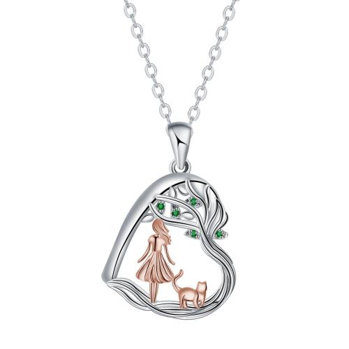 Cúbicos circón Collar de latón Micro pavimenta, metal, con 5cm extender cadena, Corazón, chapado, cadena oval & micro arcilla de zirconia cúbica & para mujer, 21x23.7mm, longitud:aproximado 45 cm, Vendido por Sarta