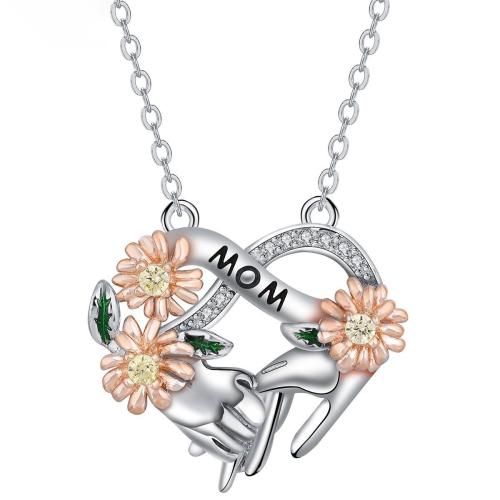 Cubic Zircon Micro Pave Brass Necklace, with 5cm extender chain, plated, oval chain & micro pave cubic zirconia & for woman Approx 45 cm 