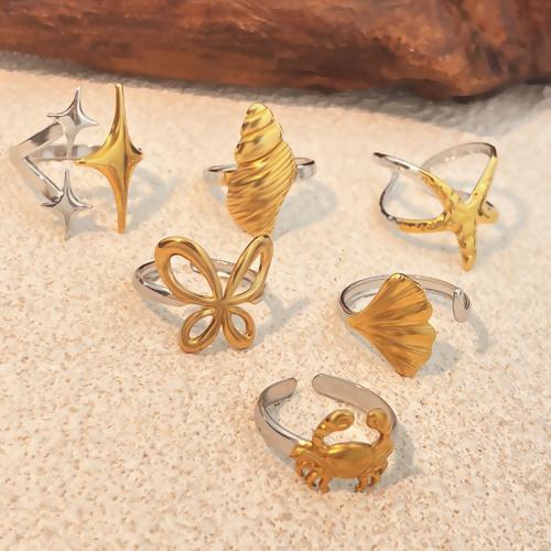 304 Edelstahl Manschette Fingerring, plattiert, verschiedene Stile für Wahl & für Frau, verkauft von PC