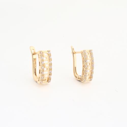 metal Pendientes de palanca posterior, chapado en color dorado, para mujer & con diamantes de imitación, 20PCs/Bolsa, Vendido por Bolsa