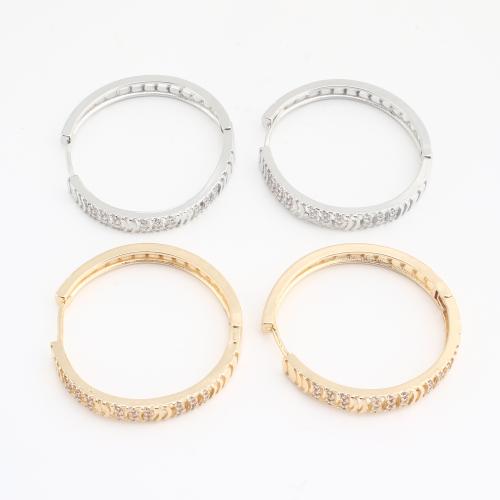 Brass Huggie Hoop Earring, plated, fashion jewelry & for woman & with rhinestone 