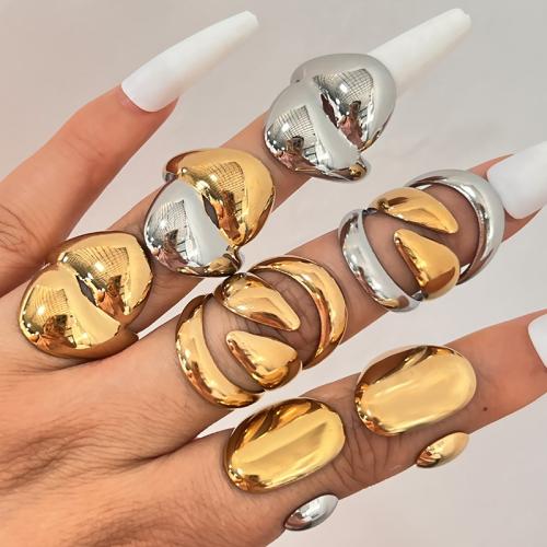 304 Edelstahl Manschette Fingerring, plattiert, verschiedene Stile für Wahl & für Frau, verkauft von PC