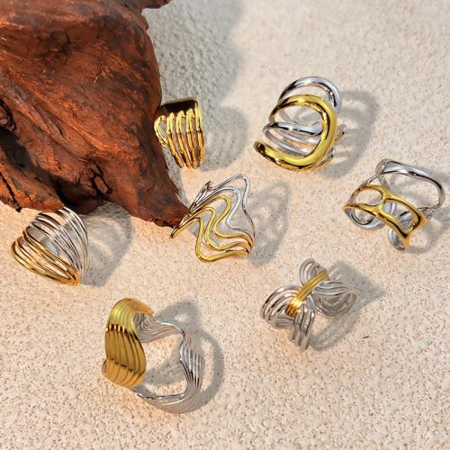 304 Edelstahl Manschette Fingerring, plattiert, Modeschmuck & verschiedene Stile für Wahl & für Frau, verkauft von PC