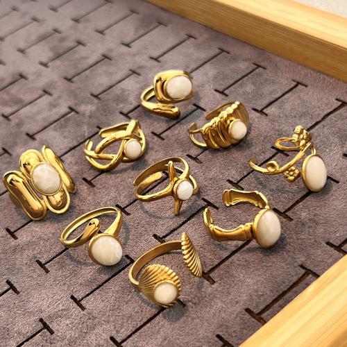 304 Edelstahl Manschette Fingerring, mit Edelstein, goldfarben plattiert, verschiedene Stile für Wahl & für Frau, verkauft von PC