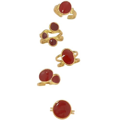 acero inoxidable 304 Anillo de dedo Cuff, chapado en color dorado, diferentes estilos para la opción & para mujer & esmalte, Vendido por UD