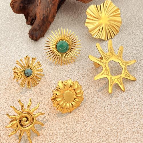 acero inoxidable 304 Anillo de dedo Cuff, con Piedra preciosa sintética, chapado en color dorado, Joyería & diferentes estilos para la opción & para mujer, Vendido por UD