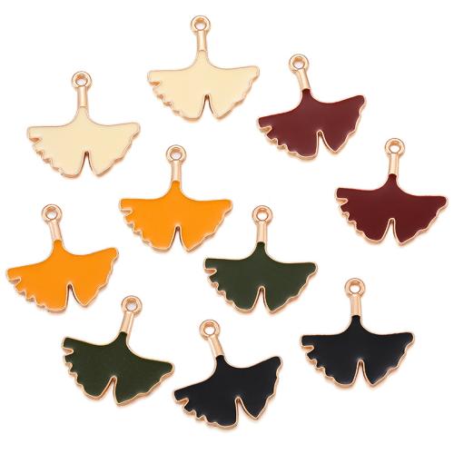 Colgantes de esmalte de la aleación del cinc, aleación de zinc, hoja del Ginkgo, chapado en color dorado, Bricolaje, más colores para la opción, 23x23mm, Vendido por UD