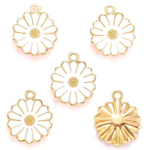 Colgantes de esmalte de la aleación del cinc, aleación de zinc, Flor, chapado en color dorado, Bricolaje, más colores para la opción, 15x13mm, Vendido por UD
