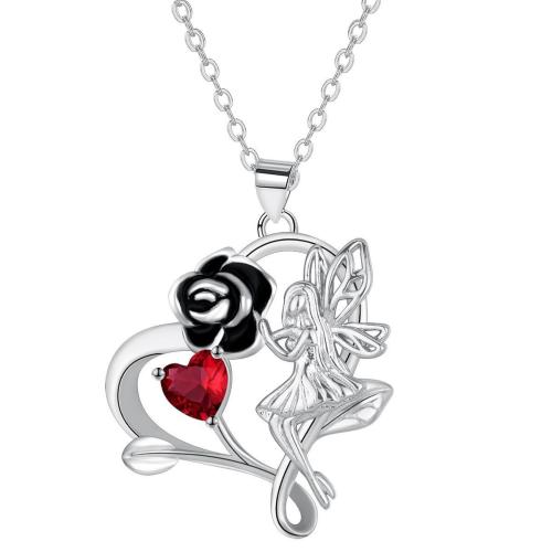 Cubic Zircon Micro Pave Brass Necklace, with 5cm extender chain, platinum color plated, oval chain & micro pave cubic zirconia & for woman Approx 45 cm 