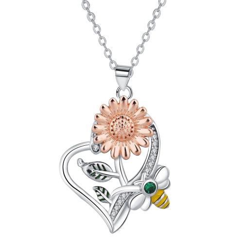 Cubic Zircon Micro Pave Brass Necklace, with 5cm extender chain, Heart, plated, oval chain & micro pave cubic zirconia & for woman Approx 45 cm 