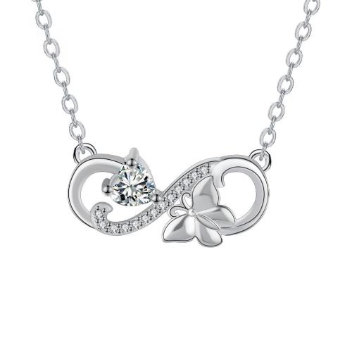 Cubic Zircon Micro Pave Brass Necklace, with 5cm extender chain, platinum color plated, oval chain & micro pave cubic zirconia & for woman Approx 45 cm 