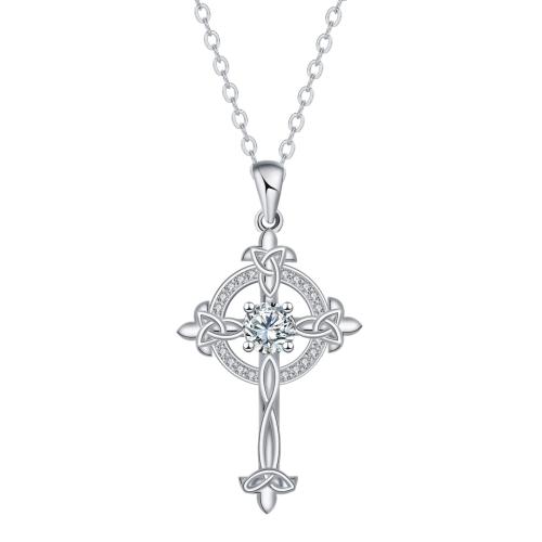 Корень Циркон Микро вымощает латунь ожерелье, Латунь, с 5cm наполнитель цепи, плакирован серебром, Овальный цепь & инкрустированное микро кубического циркония & Женский длина:Приблизительно 45 см, продается Strand