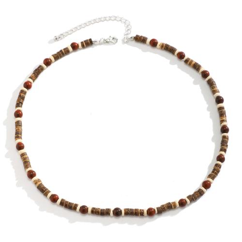 Wood Necklace, with Synthetic Turquoise & Zinc Alloy, with 2.7inch extender chain, handmade, Bohemian style & for man Approx 17.7 Inch 