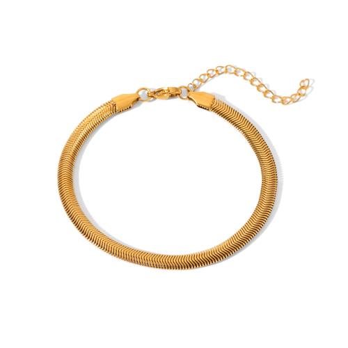 304 Stainless Steel Bracelet, with 5cm extender chain, gold color plated, snake chain & for woman Approx 19 cm 