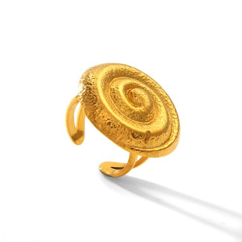 Acier inoxydable 304 Cuff Bague, Placage de couleur d'or, bijoux de mode & pour femme, Vendu par PC