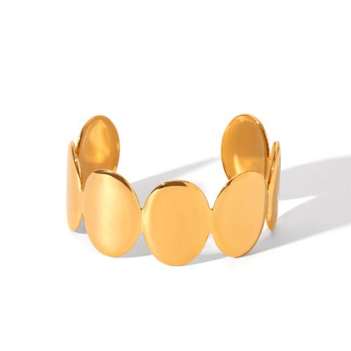 304 Stainless Steel Cuff Bangle, gold color plated & for woman 