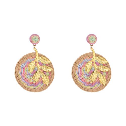 Zinc Alloy Drop Earring, with Rafidah Grass, gold color plated, folk style & for woman 