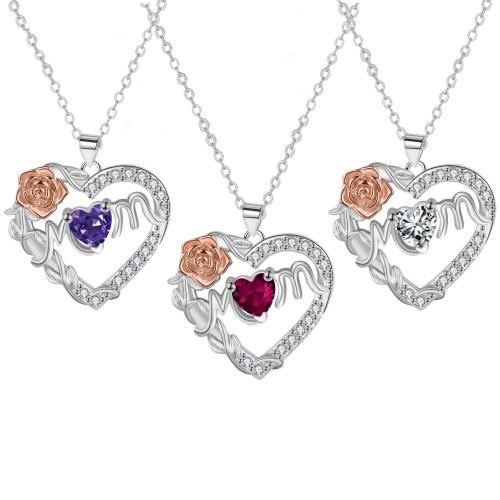 Cubic Zircon Micro Pave Brass Necklace, with 5cm extender chain, plated, oval chain & micro pave cubic zirconia & for woman Approx 45 cm 