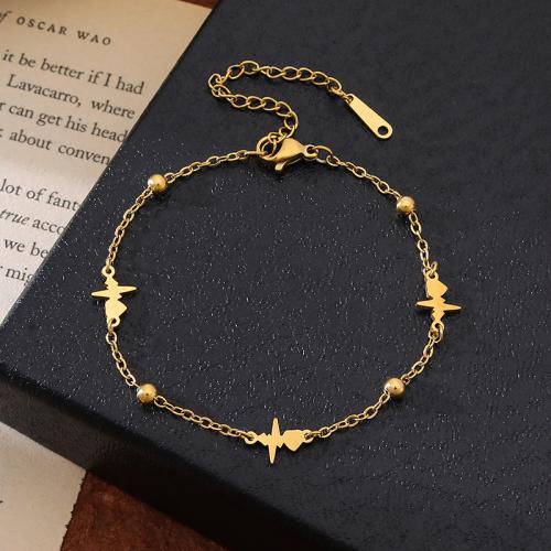 304 Stainless Steel Bracelet, gold color plated, Unisex Approx 6-7 Inch 