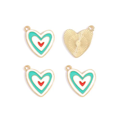 Zinc Alloy Enamel Pendants, Heart, gold color plated, DIY Approx 2mm 