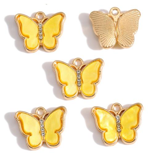 Acrylic Zinc Alloy Pendant, with Acrylic, Butterfly, gold color plated, DIY & with rhinestone Approx 2mm 