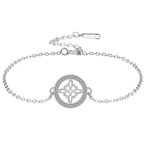 キュービックジルコニアマイクロパヴェブラスブレスレット, 銅, とともに ステンレス スチール チェーン, とともに 4cm エクステンダチェーン, シルバーメッキ, 調節の可能性がある & 楕円形の鎖 & マイクロパヴェジルコニア & 女性用 長さ:約 17 センチ, 売り手 ストランド