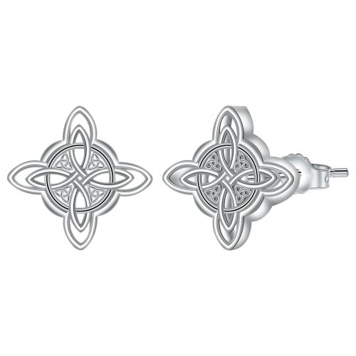 Brass Stud Earring, silver color plated, for woman 