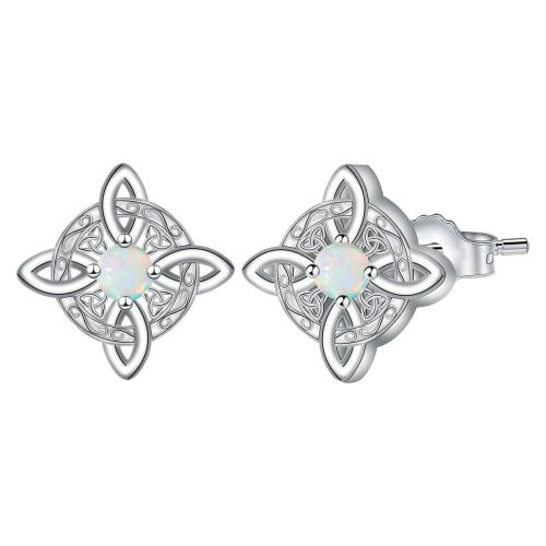 Brass Stud Earring, silver color plated, for woman 