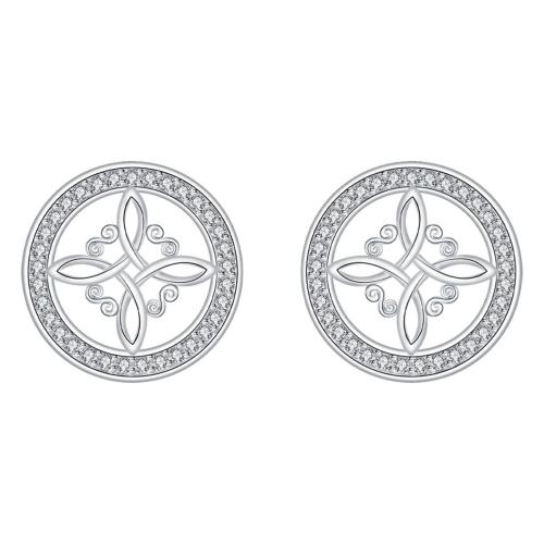 Cubic Zirconia Micro Pave Brass Earring, silver color plated, micro pave cubic zirconia & for woman 