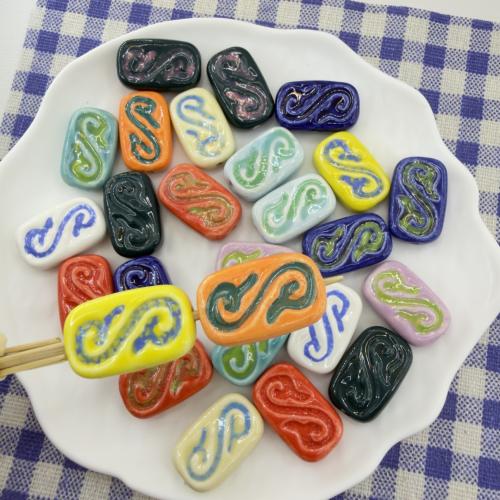 Hand Drawing Porcelain Beads, Rectangle, DIY Approx 2mm 